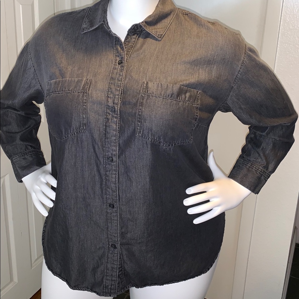 ANA dark gray denim shirt 1X